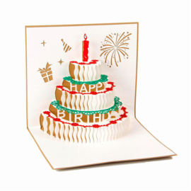 Pop up wenskaart verjaardagstaart Happy birthday