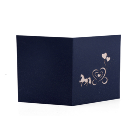 Huwelijkskaart trouwkoets trouwkaart felicitatie pop up kaart - Blauw