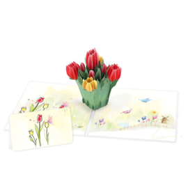 Pop up bloemenkaart Tulp voor moederdag en felicitatie (vanaf 10 stuks)