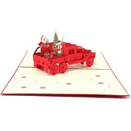 3D popup Kerstkaart Kerstman in Jeep met rendier Pop-up wenskaart (5 stuks)