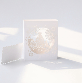3D Popup wenskaart Romantische Sneeuwvlokken met berichtenpaneel pop-up wenskaart
