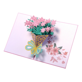 3D bloemenkaart boeket Narcis pop-up wenskaart