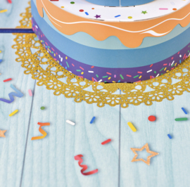 3D Pop up  XL Verjaardagskaart met grote taart - Happy Birthday!