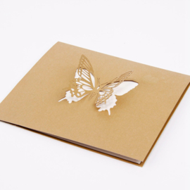 7 vliegende vlinders 3D pop-up wenskaart Felicitatie Verjaardag (vanaf 10 stuks)