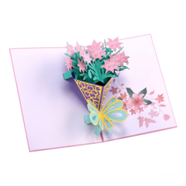 3D pop up bloemenkaart boeket Narcis (vanaf 10 stuks)