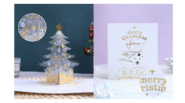 3D kerstkaart met Silver Kristal Kerstboom