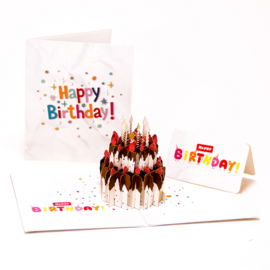 Verjaardagskaart pop-up kaart Aardbei chocolade taart