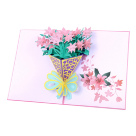 3D pop up bloemenkaart boeket Narcis (vanaf 10 stuks)