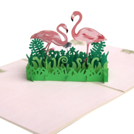 Hallo flamingo jubileum - liefdeskaart pop up kaart