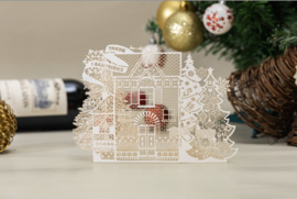 3D Pop up Kerstkaart Dreaming of  a white Christmas met  berichtenpaneel