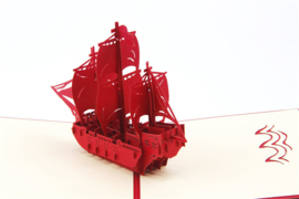3D gelukskaart zeilboot pop-up wenskaart