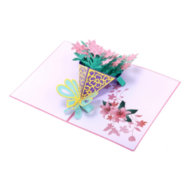 3D pop up bloemenkaart boeket Narcis (vanaf 10 stuks)