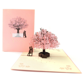 3D Valentijnskaart - uitnodiging liefdeskaart Sakura boom fotolijst pop-up wenskaart