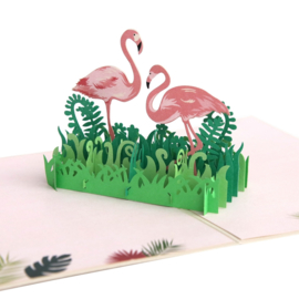 Hallo flamingo jubileum - liefdeskaart pop up kaart