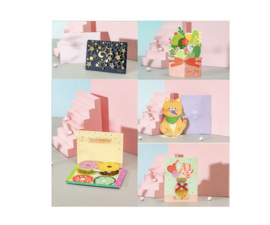 Voordeelset Mini kaarten- cadeaukaartjes 5 stuks met enveloppen 