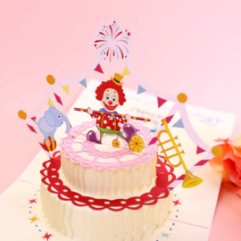 3D Verjaardagskaart Happy Birthday Clown Felicitatie Uitnodiging