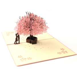 3D Valentijnskaart - uitnodiging liefdeskaart Sakura boom fotolijst pop-up wenskaart