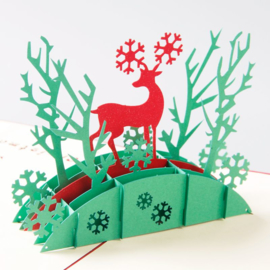 3D pop up kerstkaart met Kerst Hert Merry Christmas