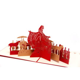 Pop up Extra groot 3D kaart met Oude China Qin Dynastie QinShi Huangdi en Terracotta Warriors en Qin