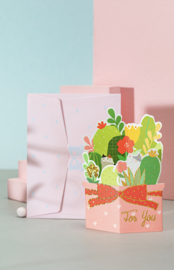 3D cadeaukaartje met envelop | Bloemetje voor jou
