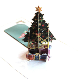 Popup Kerstkaart 3D kerstboom met cadeautjes pop-up kerstkaart met Berichtpaneel