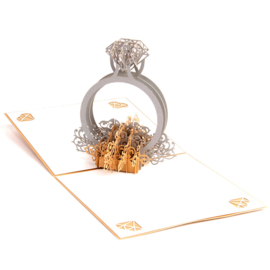 Pop up kaart Diamanten ring  I love you forever - Singles day - Valentijnsdag - Jubileumkaart - Liefdeskaart - 3D pop-up wenskaart