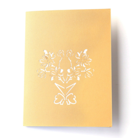 Bloemenkaart pop-up kaart boeket Magnolia (vanaf 10 stuks)