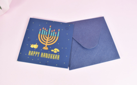 3D Pop up Chanoeka-kaart - Gelukkige Chanoeka - Nieuwjaarskaart Hanukkah met berichtpaneel