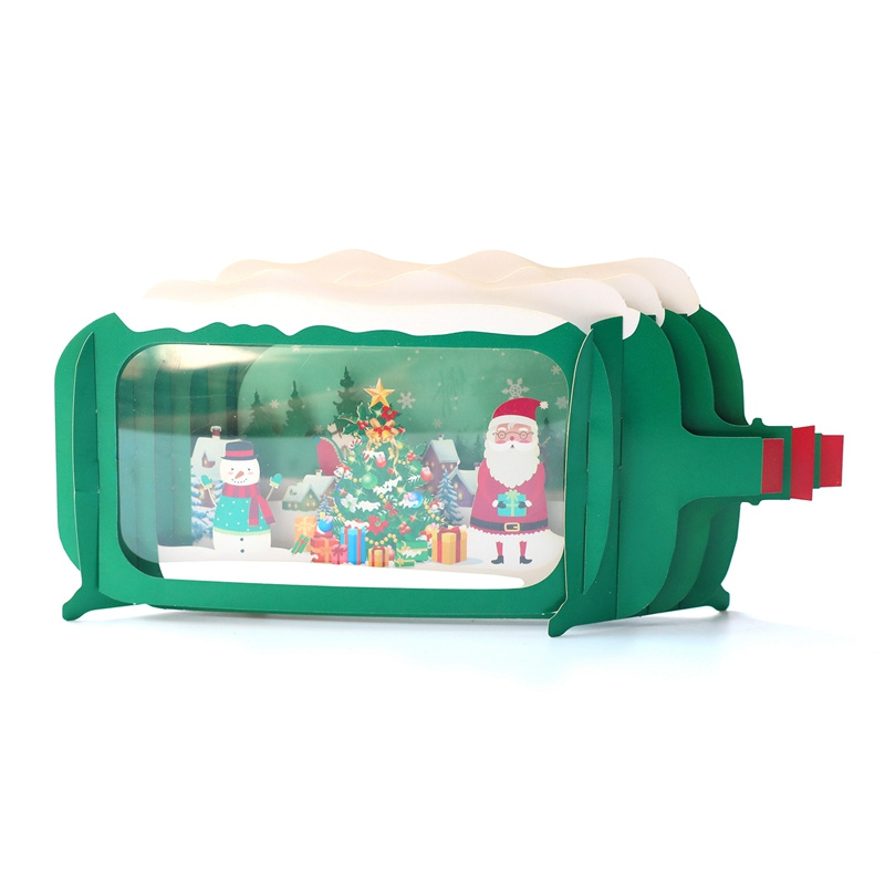 3D pop up kerstkaart - message in a bottle - Merry Christmas - Incl. berichtenpaneel