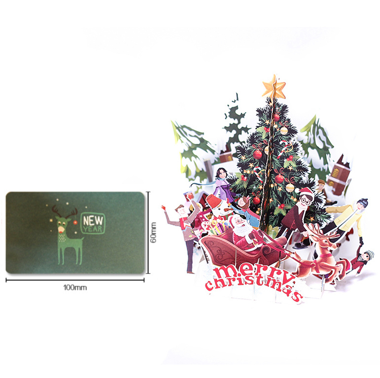 3D kerstkaart Merry Christmas Uitnodiging Felicitatie met