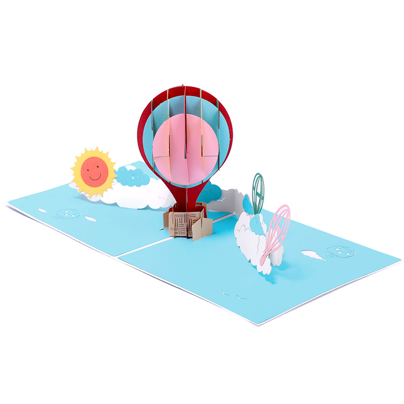 3D Kaart met kleurrijke luchtballonen moederdag verjaardag pop-up wenskaart