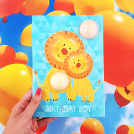 Wenskaart "Birthday Boy Lion"