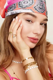 Armband rvs kraaltjes schelphartjes- goud wit