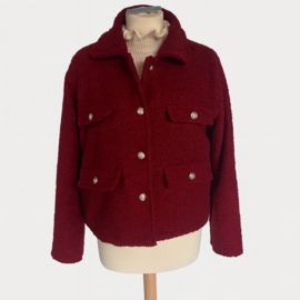Jasje / vest bouclé wijnrood