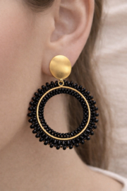 Oorhangers Luna black gold
