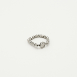 Elastische ring hartje zilver