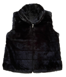 Bodywarmer fake fur zwart