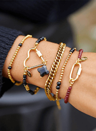 Armband met hart-sluiting goud-zwart