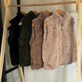 Bodywarmer fake fur groen