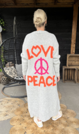 Vest love peace  lichtgrijs