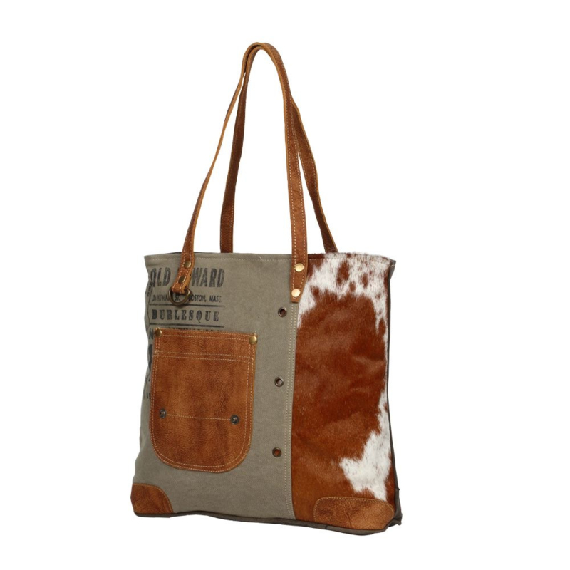 Tote bag Vintage Tassen canvas echt leer Vintage Ibiza