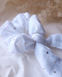 srunchie scarf white golden dots