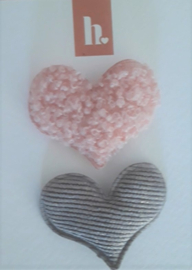 Click clips soft hearts rose teddy & grey
