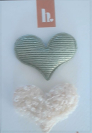 Click clips soft hearts green & teddy off white
