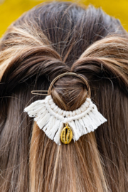 slide gold macramé charm
