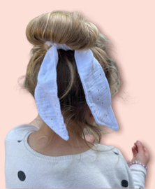 srunchie scarf white golden dots