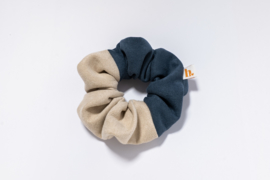 scrunchie suède look beige & blue
