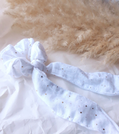 srunchie scarf white golden dots