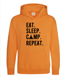 Eat. Sleep. Camp. Repeat. Hoodie Kinderen