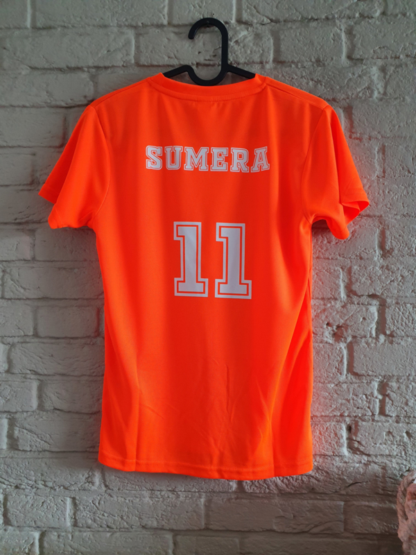 Transformator Hervat Wrijven Oranje sportshirts met naam en nummer | NIKADesignPrinting